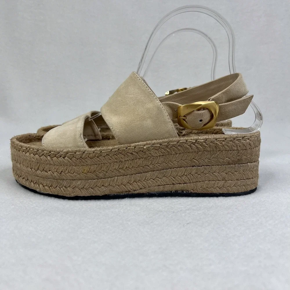 Rag & Bone Brown Odyssey Suede Espadrille Wedge Sandal Size 38 US 8